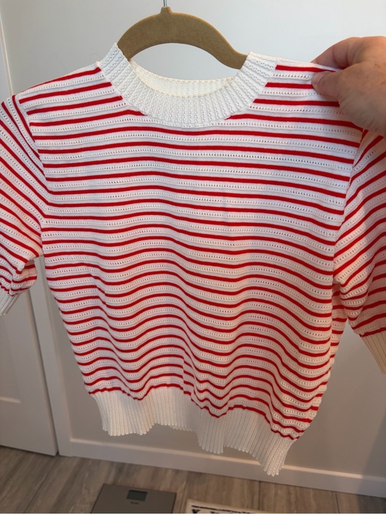 Madewell Sweaters - Madewell Red & White Striped Crewneck Sweater